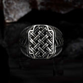 Stoneless Knit Ornament Silver Ring