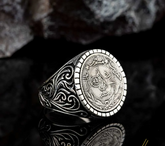 Stoneless Design Ottoman Tughra Silver Ring