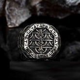 Oxidized Octagon Knitting Silver Ring