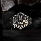 Single Black Zircon Hexagon Silver Ring