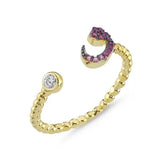 Shades of Pink Zircon Adjustable Size Waw Ring