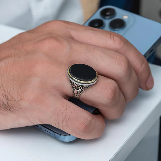 Classic Aqeeq -Silver Ring