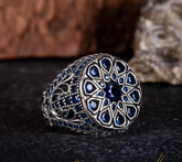 Round Blue Zircon Pieces Exclusive Silver Ring