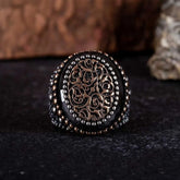 Stoneless Design Oxidized Silver Ring With Black Frame