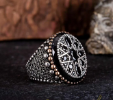 Black Zircon Pieces Oxidized Silver Ring
