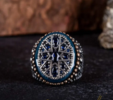 Blue Zircon Pieces Oxidized Silver Ring