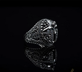 Warrior Helmet Black Zircon Pieces Exclusive Silver Ring