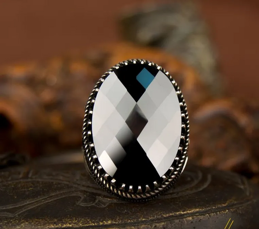 Big Oval Faceted Cut Zircon Ring