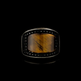 Curved Tiger’s Eye Silver Ring
