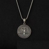 Scales of Justice Round Silver Necklace