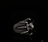 Claw Of Falcon Black Zircon Silver Ring