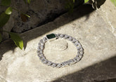 Green Stone Cuban Men Bracelet