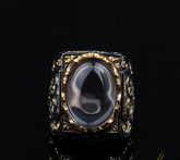 Masterpiece Collection Dur Al Najaf Rectangle Gold Plated Oxidized Ring