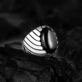 CAT EYE WAVES MEN'S RING - 925 SILVER