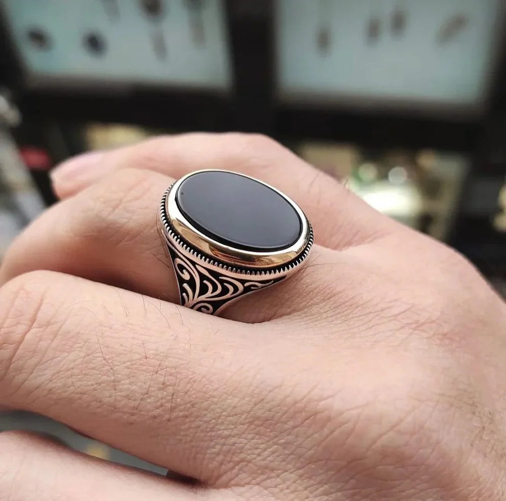 Classic Aqeeq -Silver Ring