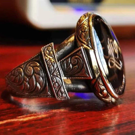 Hand Engraved Customizable Name Silver Mens Ring