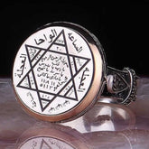Seal of Solomon Islamic 925 Sterling Silver No Stone Mens Ring