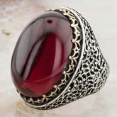 Very Heavy 925 Sterling Silver Ruby Stone Mens Ring