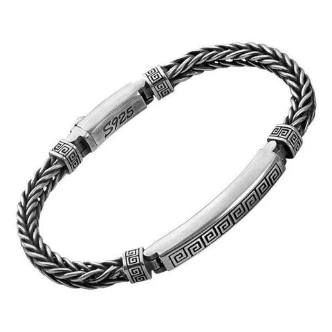 Sterling Silver Fingerprint Pattern Chain Bracelet