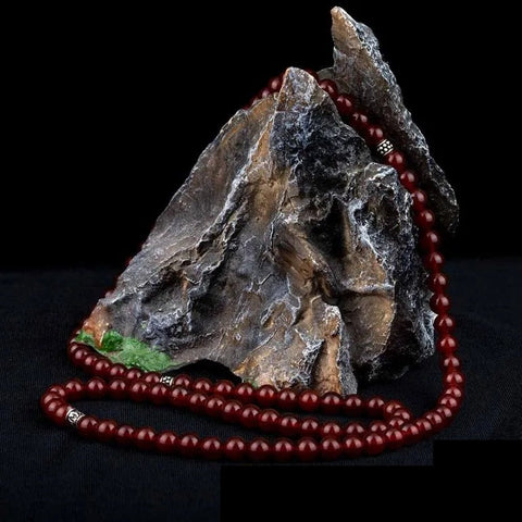 Red Yemeni Aqeeq Three In One 99 Beads Necklace & Bracelet & Misbaha