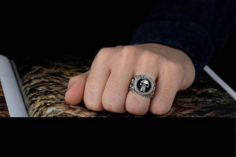 Stoneless Skull Oxidized Silver Ring