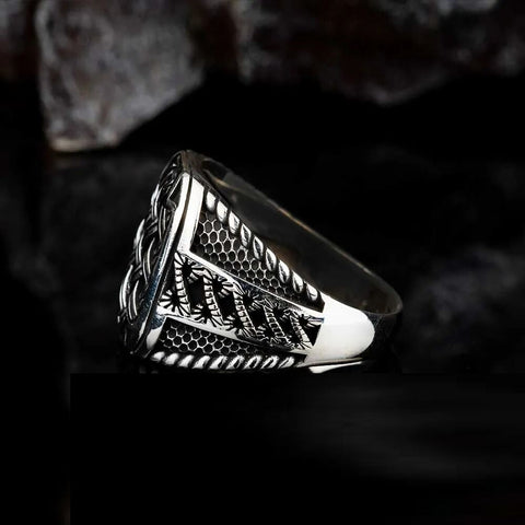 Stoneless Knit Ornament Silver Ring