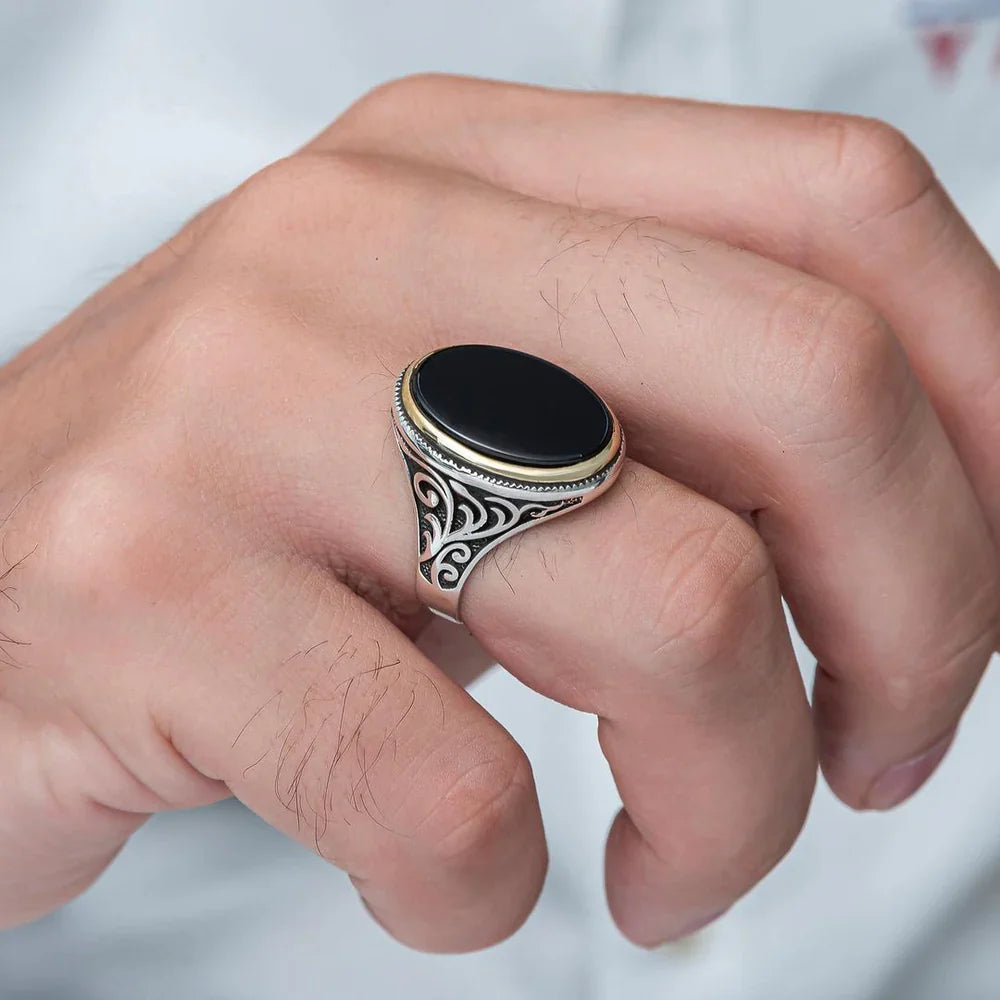 Classic Aqeeq -Silver Ring