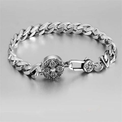 Sterling Silver Vajra Pestle round sign Bracelet