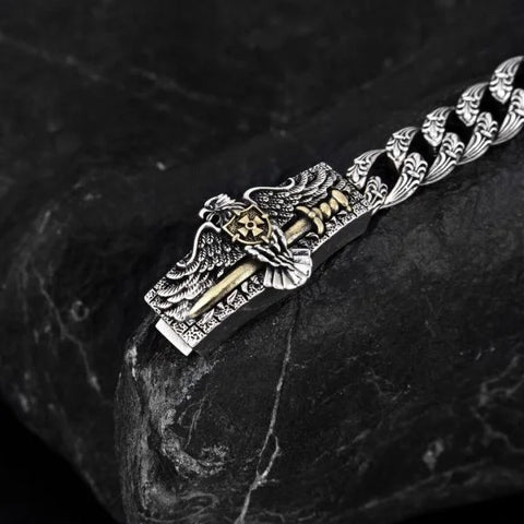 Sterling Silver Personalized Eagle Bracelet