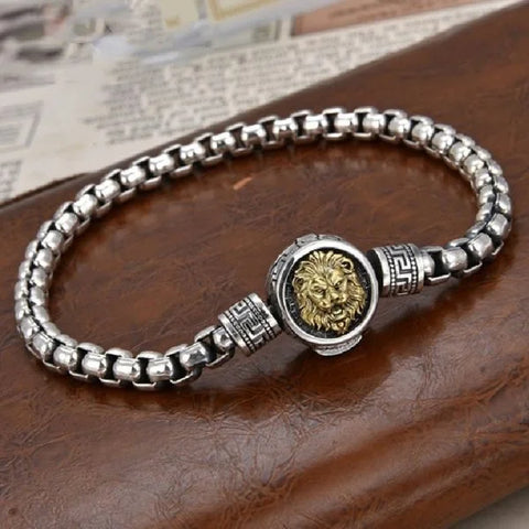 Sterling Silver Bully Vintage Lion Power Bracelet
