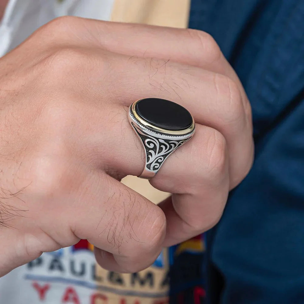 Classic Aqeeq -Silver Ring