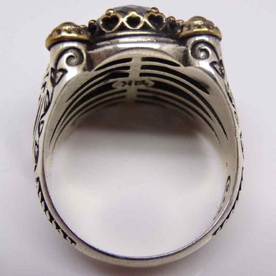 Silver Handmade Emerald Stone Ring for Men