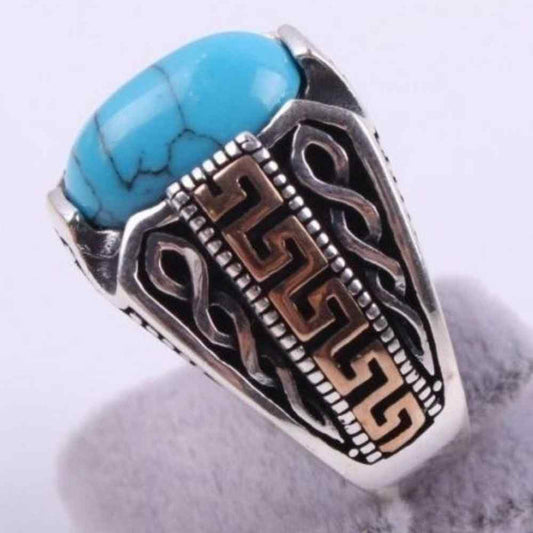 Silver Handsome Turquoise Stone Mens Ring
