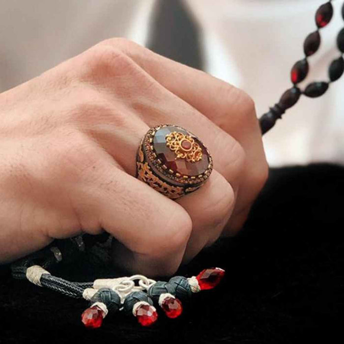 Silver Special Ruby Stone Luxury Mens Ring