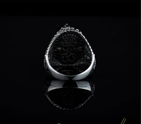 Warrior Helmet Black Zircon Pieces Exclusive Silver Ring