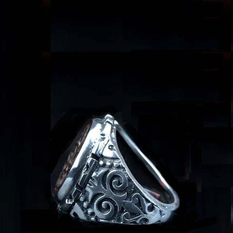 Allahu La ilaha illa Huwal Hayyul Qayyum Red Yemeni Aqeeq Ring