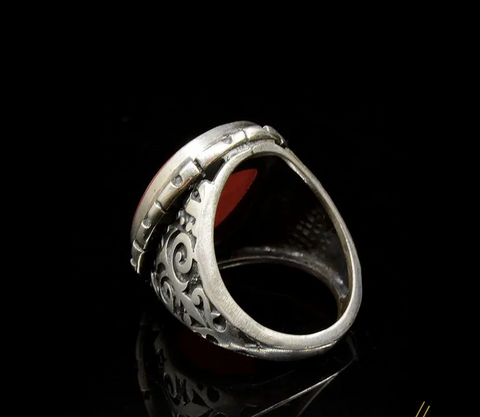 Allahumma Salli `Alaa Sayyidinaa Muhammadini Salawat Red Yemeni Aqeeq Ring
