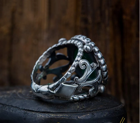 Basmala Green Aqeeq Islamic Ring