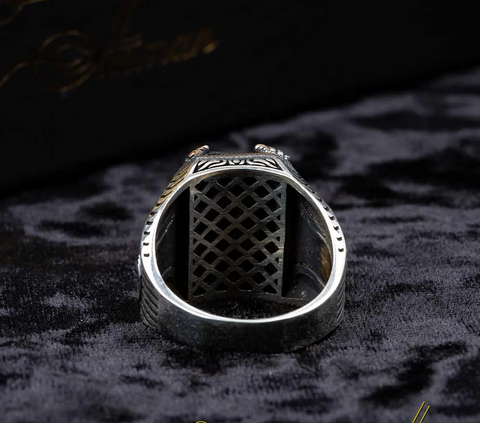 Black Zircon Octagon Cut Silver Men Ring