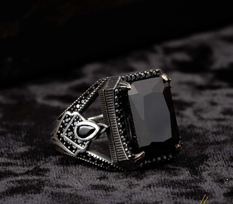 Black Zircon Special Cut Men Ring