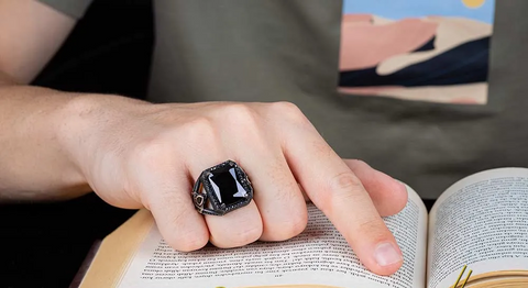 Black Zircon Special Cut Men Ring