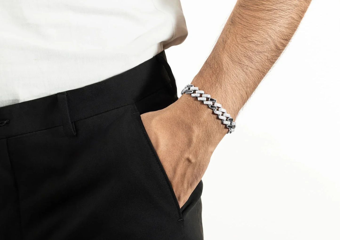 Black Iced Cuban Link Men Bracelet