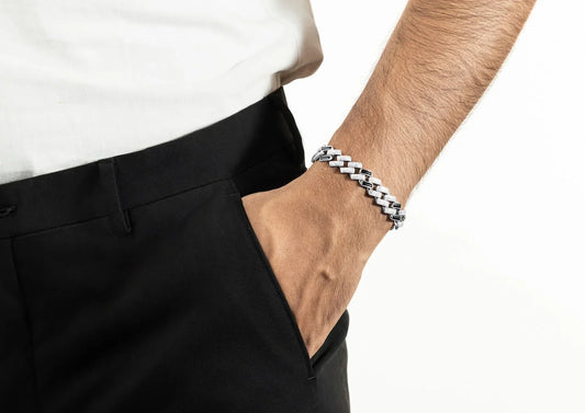 Black Iced Cuban Link Men Bracelet