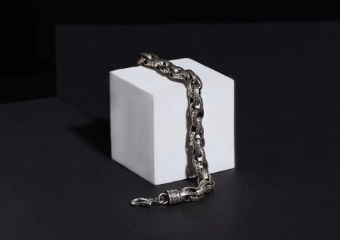 Cosmic Chant Oxidised Silver Men Bracelet