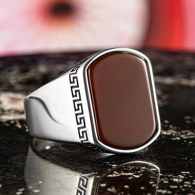 MODERN MOTIF BLACK ONYX RING