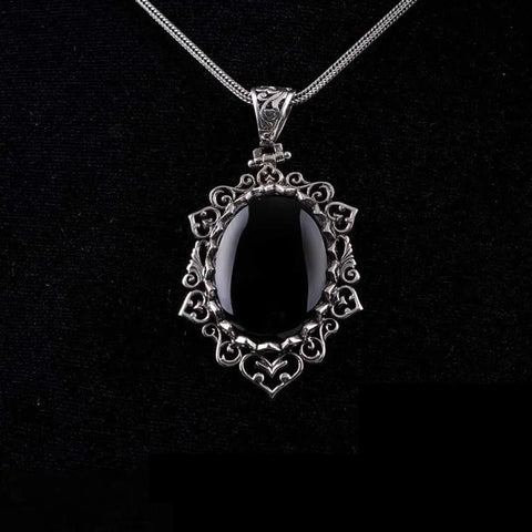 Handmade Black Aqeeq Silver Pendant