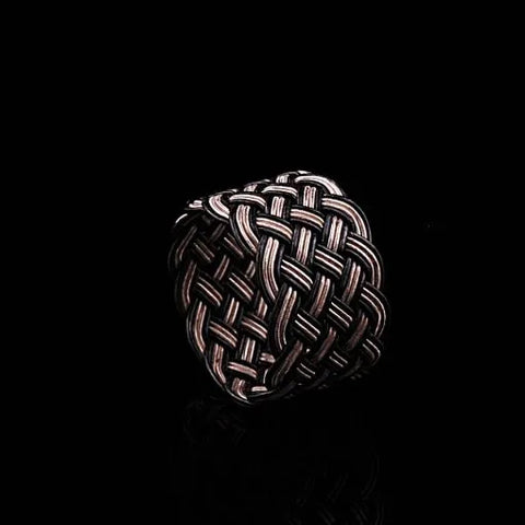 Handmade Kazaz Silver Knot Ring Wide-3