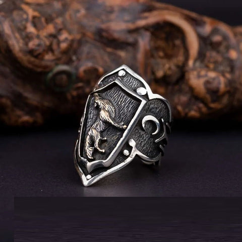 Heritage Collection Adjustable Thumb Ring With Howling Wolf