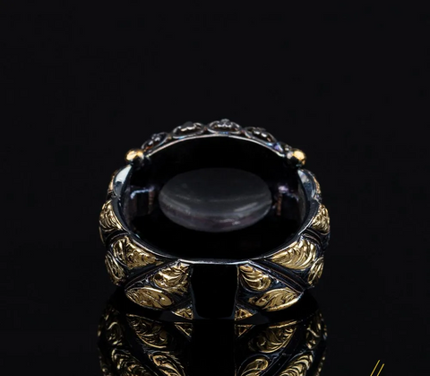 Masterpiece Collection Dur Al Najaf Elegant Gilded Oxidized Ring