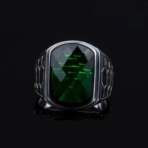 Rounded Rectangle Onyx Silver Ring